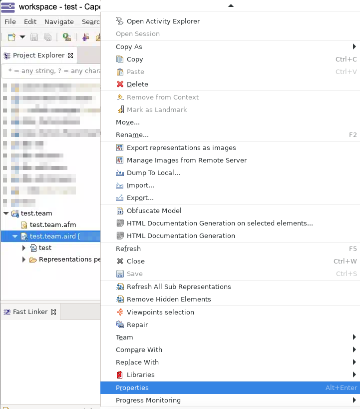 TeamForCapella project properties
